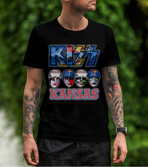 Kiss Kansas Jayhawks Face Paint Rock Band Fusion T-Shirt