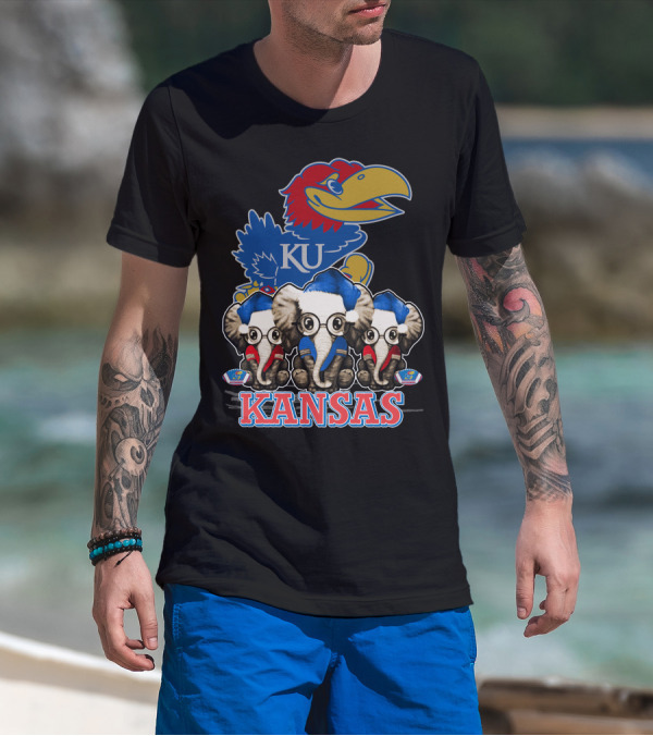 Kansas Jayhawks Christmas Elephants T-Shirt