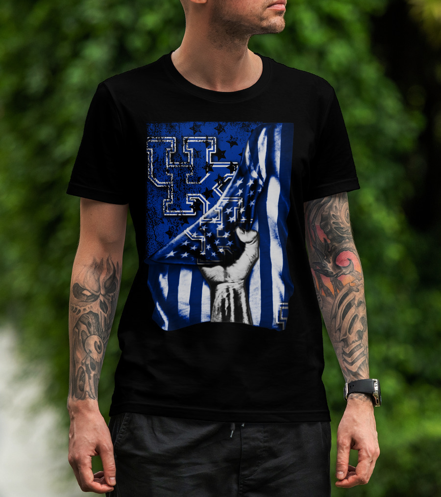 UK Logo Blue Stars And Stripes Patriotic T-Shirt