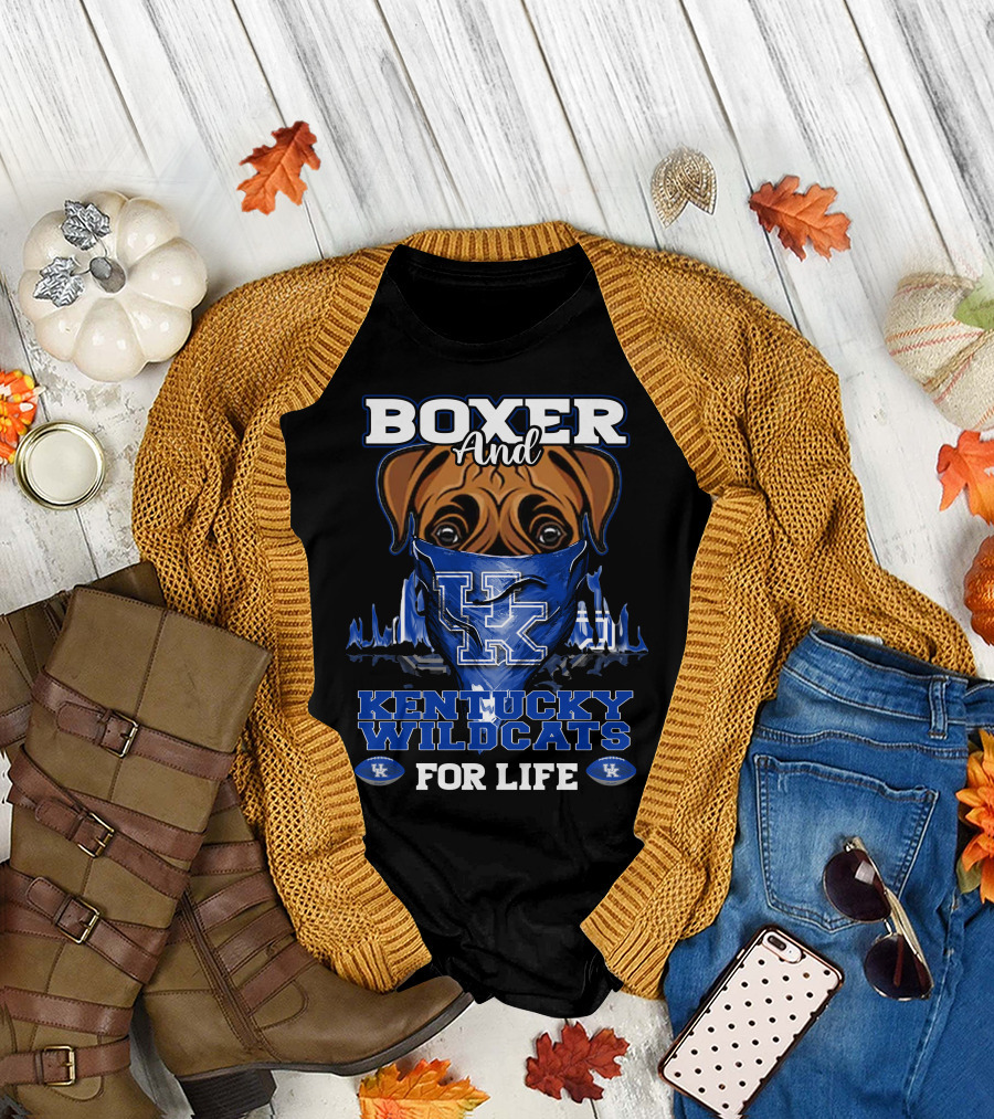 Boxer and Kentucky Wildcats for Life UK T-Shirt