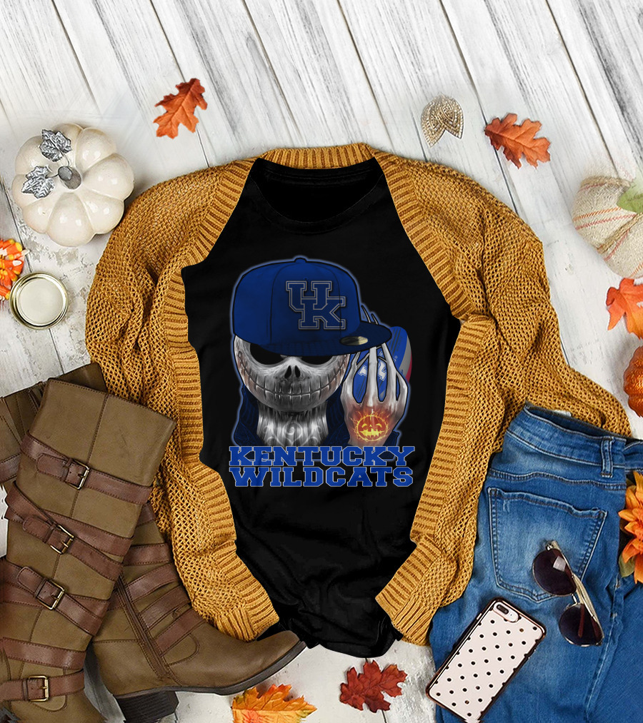 Kentucky Wildcats Jackskull Pumpkin Basketball Hat T-Shirt