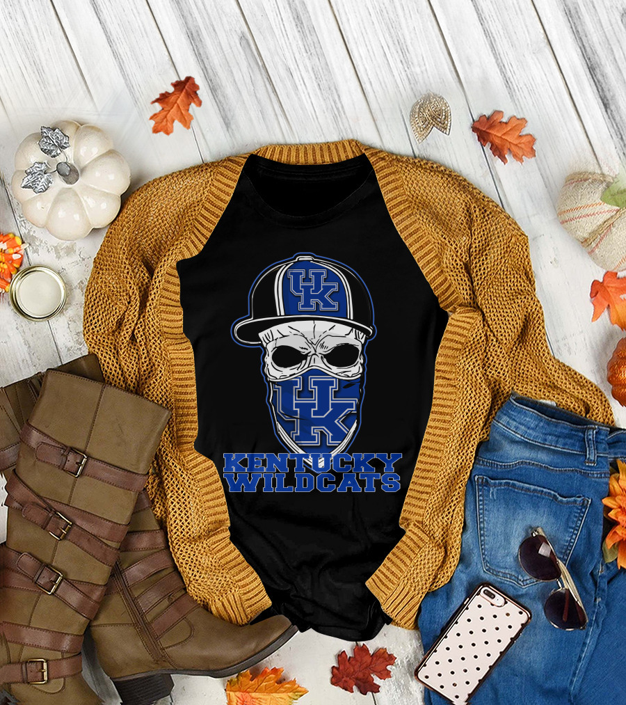 Kentucky Wildcats Skull Hat UK T-Shirt