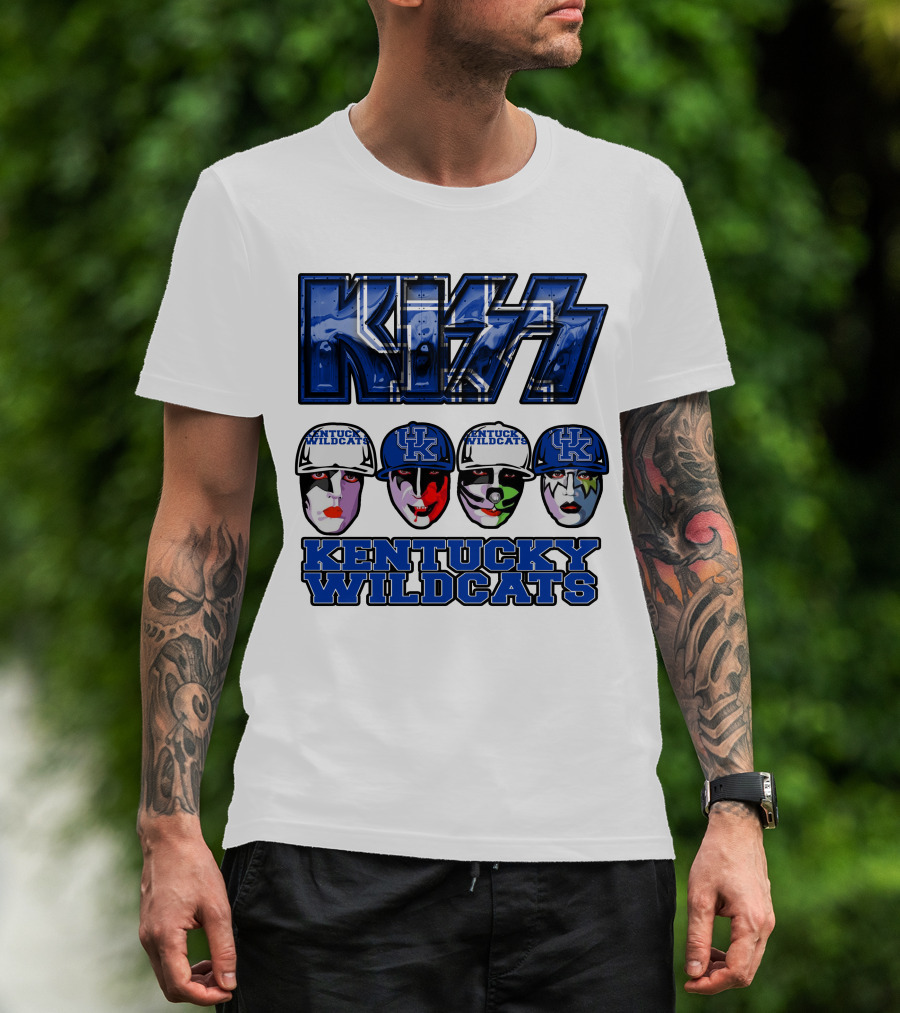 Kiss Kentucky Wildcats Blue Rock And Roll Band Fans T-Shirt