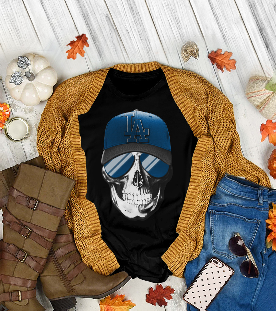 Skull Los Angeles Dodgers LA Cap Sunglasses T-Shirt