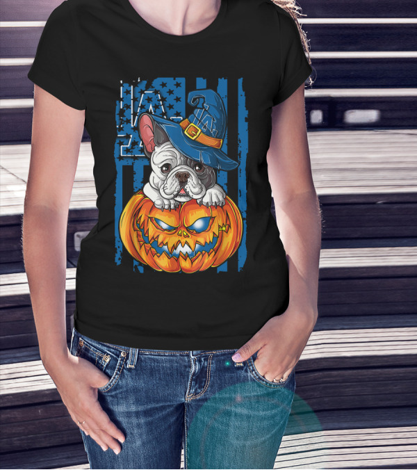 Hlw Bulldog Halloween Pumpkin Los Angeles Dodgers T-Shirt