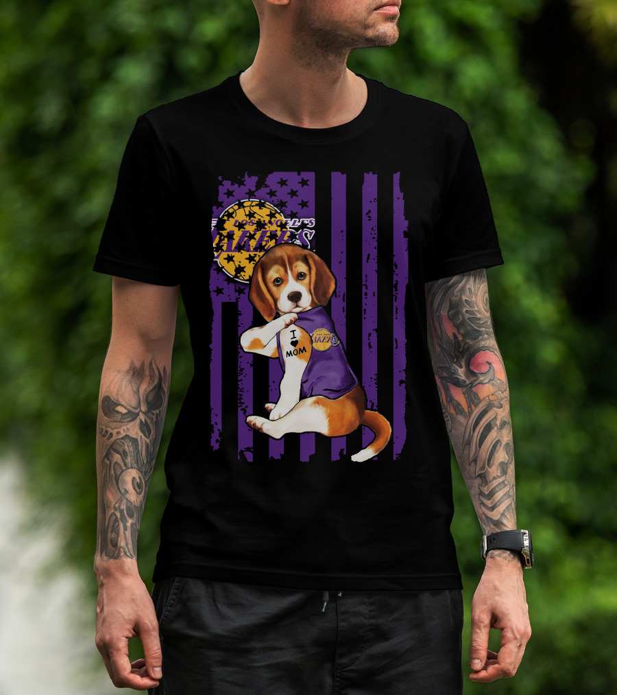 Beagle I Love Mom Los Angeles Lakers T-Shirt