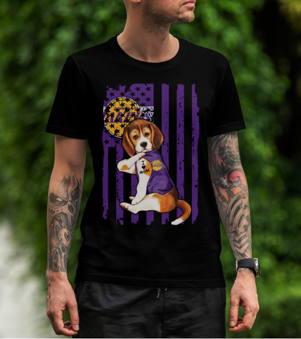 Beagle I Love Mom Los Angeles Lakers T-Shirt