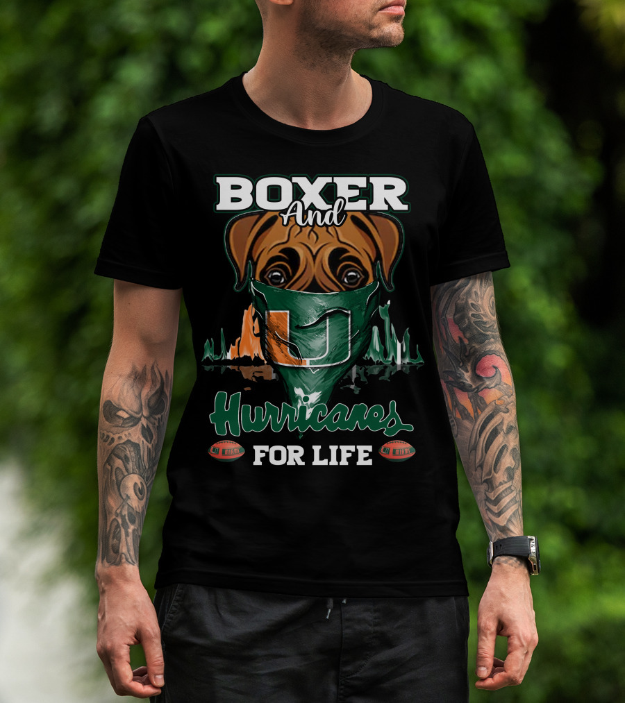 Boxer And Hurricanes For Life Miami T-Shirt