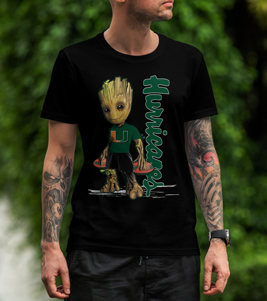 Groot Holding Football Miami Hurricanes U T-Shirt
