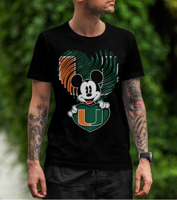 Mickey Mouse Miami Hurricanes Heart U T-Shirt