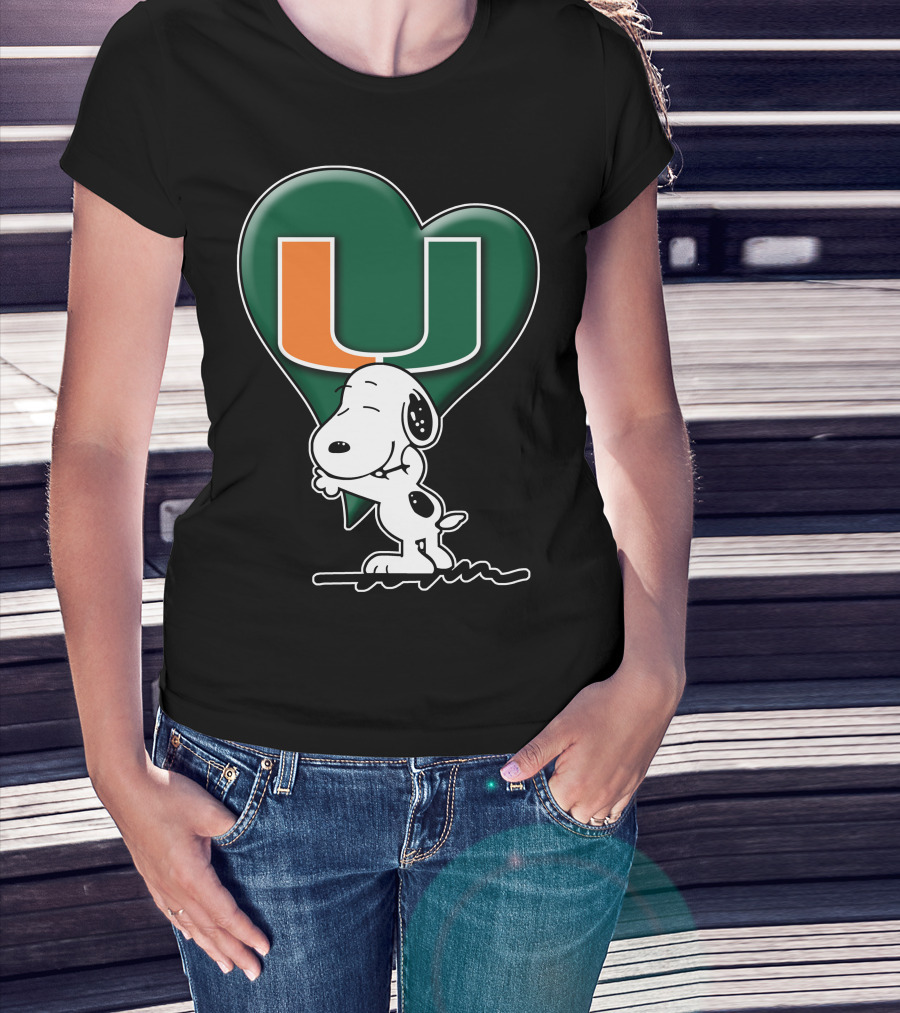 Snoop V1 Miami Hurricanes U Logo Heart Hug T-Shirt