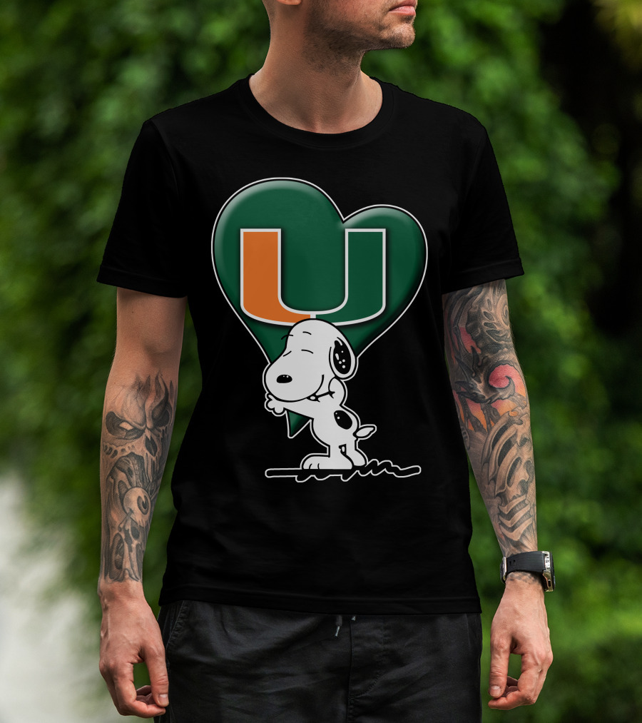 Snoop V1 Miami Hurricanes U Logo Heart Hug T-Shirt