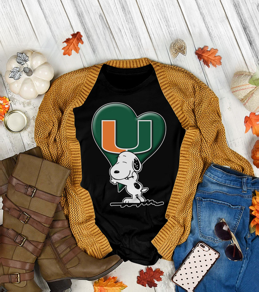 Snoop V1 Miami Hurricanes U Logo Heart Hug T-Shirt