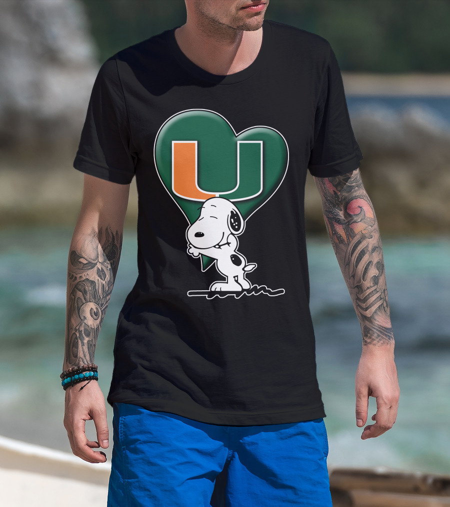 Snoop V1 Miami Hurricanes U Logo Heart Hug T-Shirt