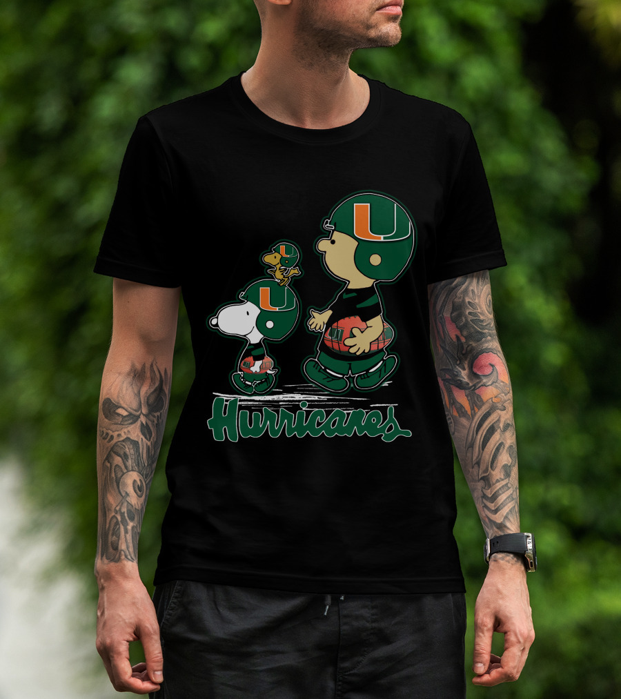 Snpfootball Miami Hurricanes Peanuts Characters Football Helmets T-Shirt