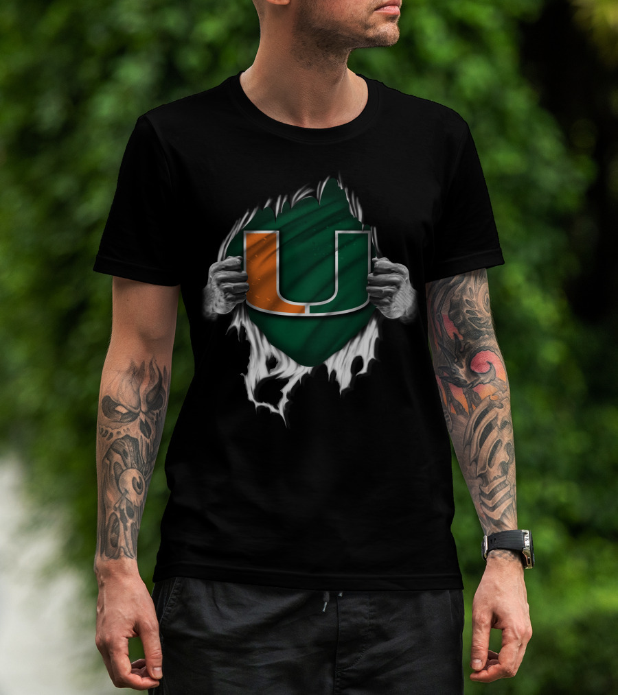 Miami Hurricanes U Logo Torn Reveal T-Shirt