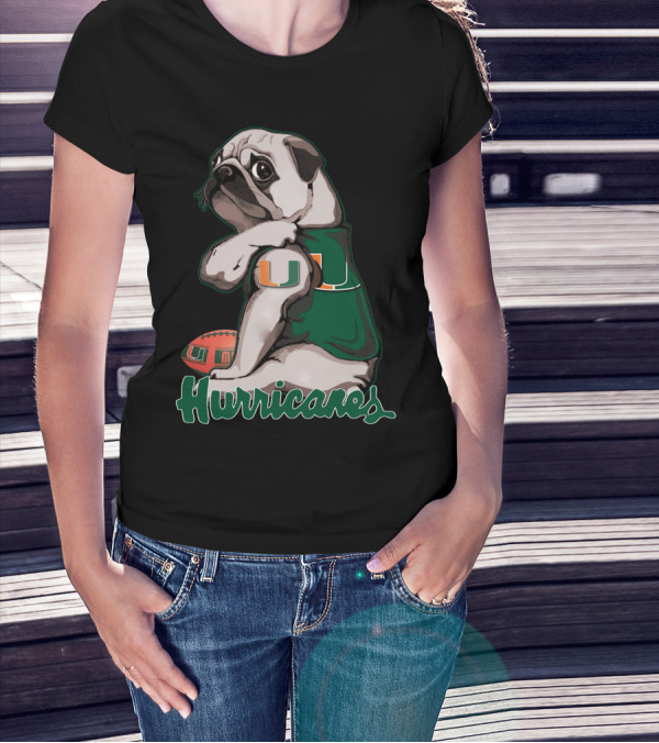 Pug Miami Hurricanes Football U T-Shirt