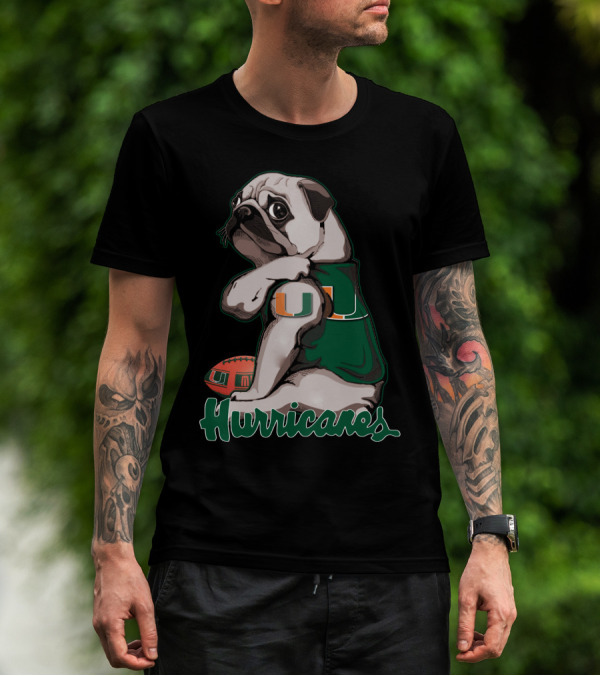 Pug Miami Hurricanes Football U T-Shirt