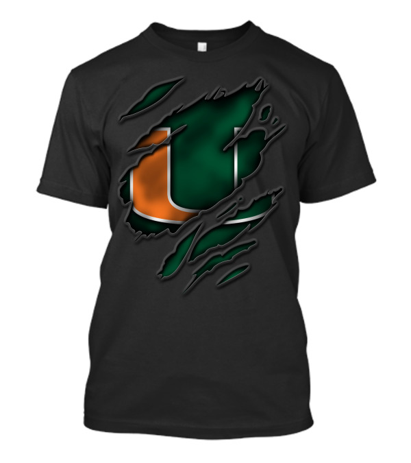 Torn Miami Hurricanes Logo U Claw Marks T-Shirt