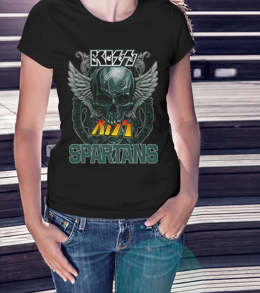 KISS Michigan State Spartans Skull Wings T-Shirt