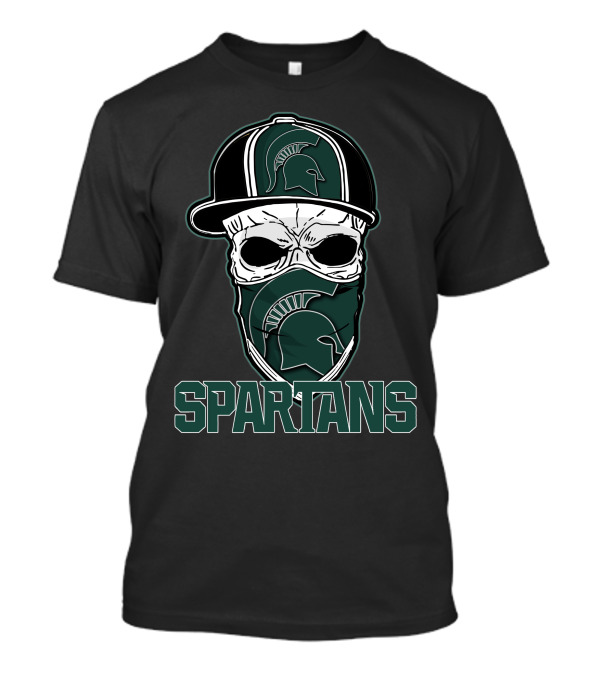 Skull Hat Michigan State Spartans Logo With Spartan Text T-Shirt