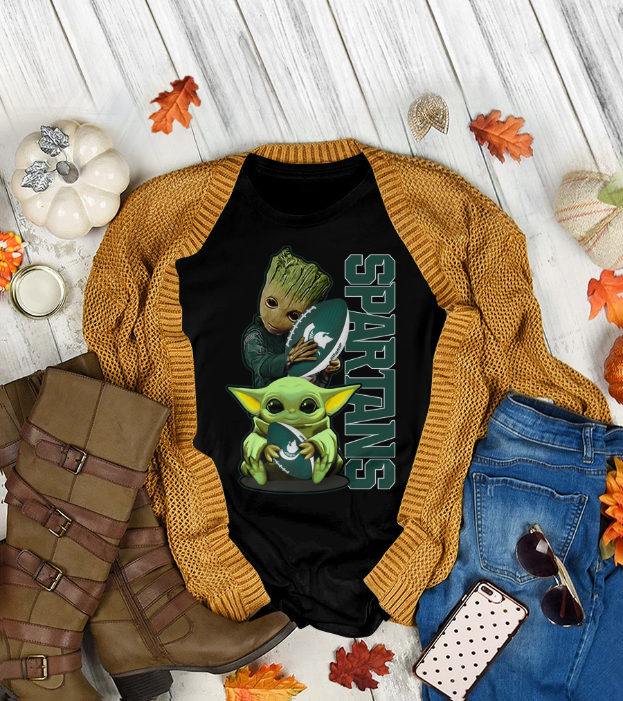 Grzd Michigan State Spartans Baby Alien and Tree Character Football T-Shirt