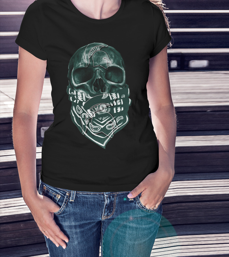 Skull Michigan State Spartans Bandana Style Spartan T-Shirt