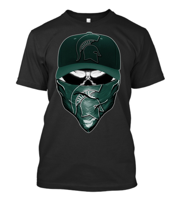 Skull Michigan State Spartans Mask And Cap T-Shirt
