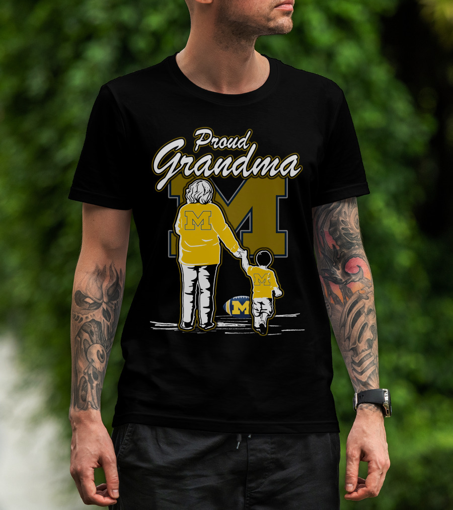 Proud Grandma Michigan Wolverines Football Fan With Large 'M' T-Shirt