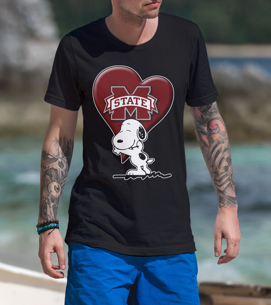 Snoopy Mississippi State Bulldogs Heart T-Shirt