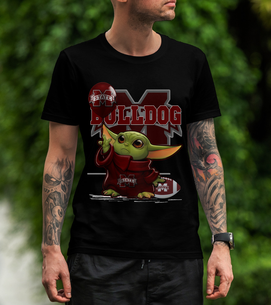 Mississippi State Bulldogs Yoda With Football T-Shirt