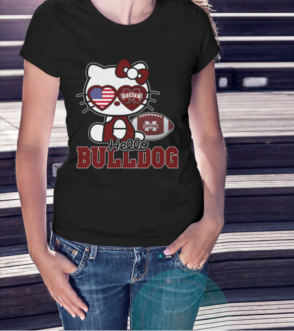 Hellokitty State Bulldogs Football USA Flag T-Shirt