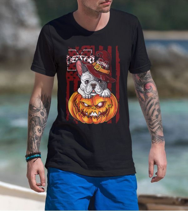 Hlw Bulldog Mississippi State Bulldogs Halloween Pumpkin Wizard Hat T-Shirt