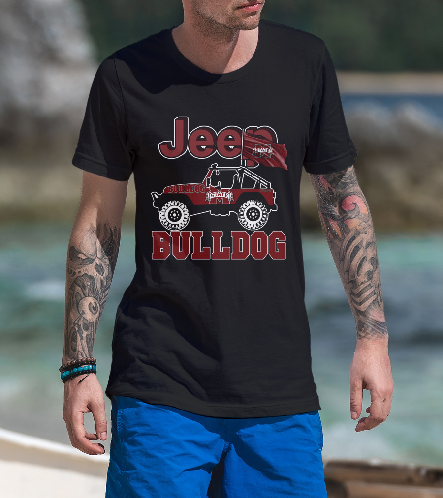 Jeep Mississippi State Bulldog State Flag Rugged T-Shirt