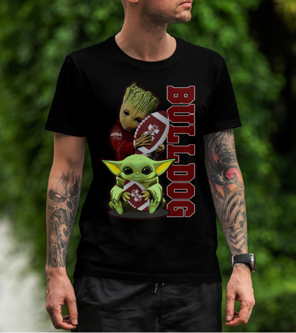 Grzd Mississippi State Bulldogs Groot Baby Yoda Football T-Shirt