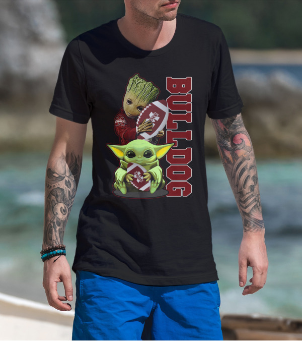 Grzd Mississippi State Bulldogs Groot Baby Yoda Football T-Shirt