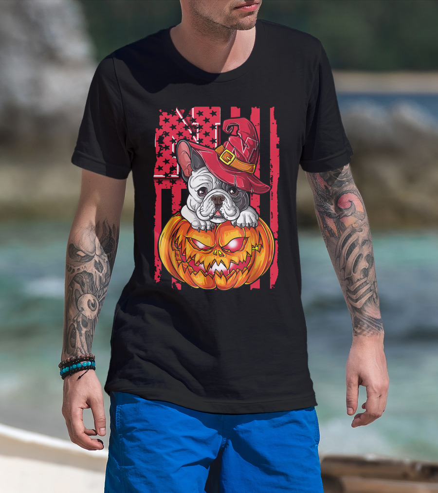 Hlw Bulldog Nebraska Cornhuskers Halloween Pumpkin Wizard Hat T-Shirt
