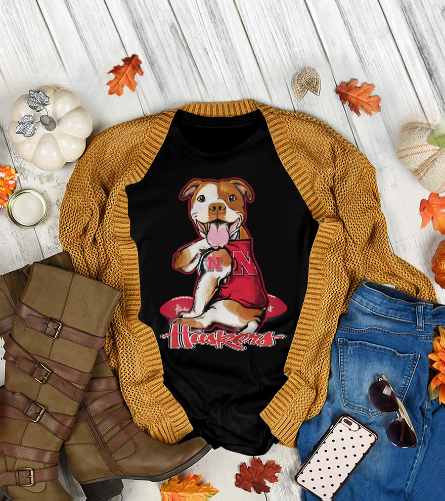 Huskers N Football Dog Nebraska Cornhuskers T-Shirt