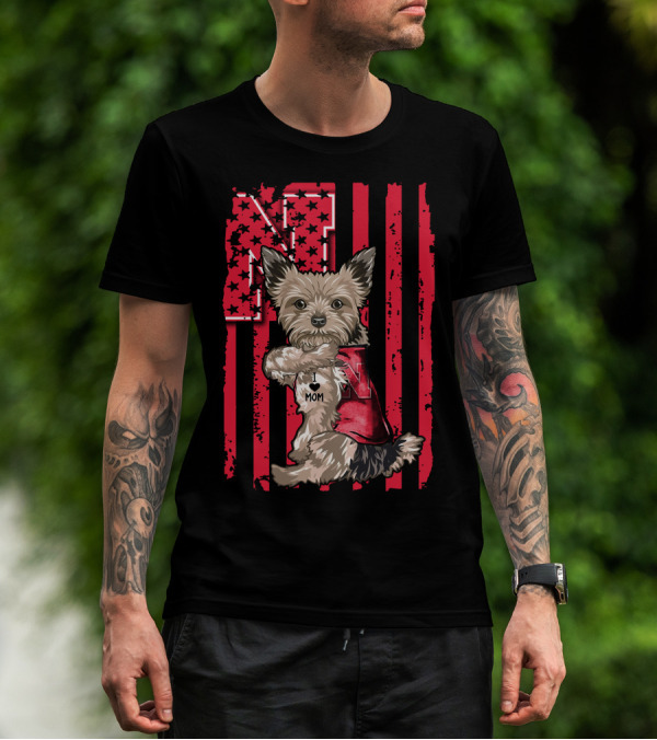 Yorkshire Terrier I Love Mom Nebraska Cornhuskers N Stripe T-Shirt
