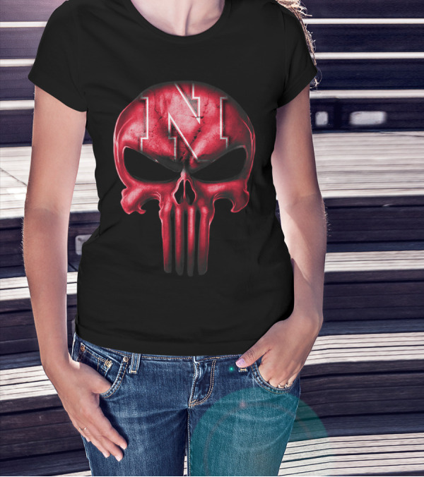 Skull Punisher Logo Nebraska Cornhuskers N T-Shirt