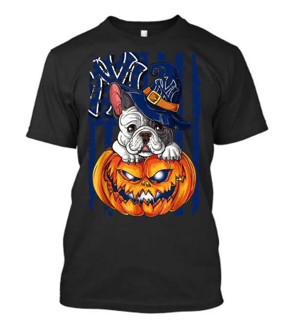 Hlw Bulldog New York Yankees Pumpkin Halloween Magic Hat T-Shirt