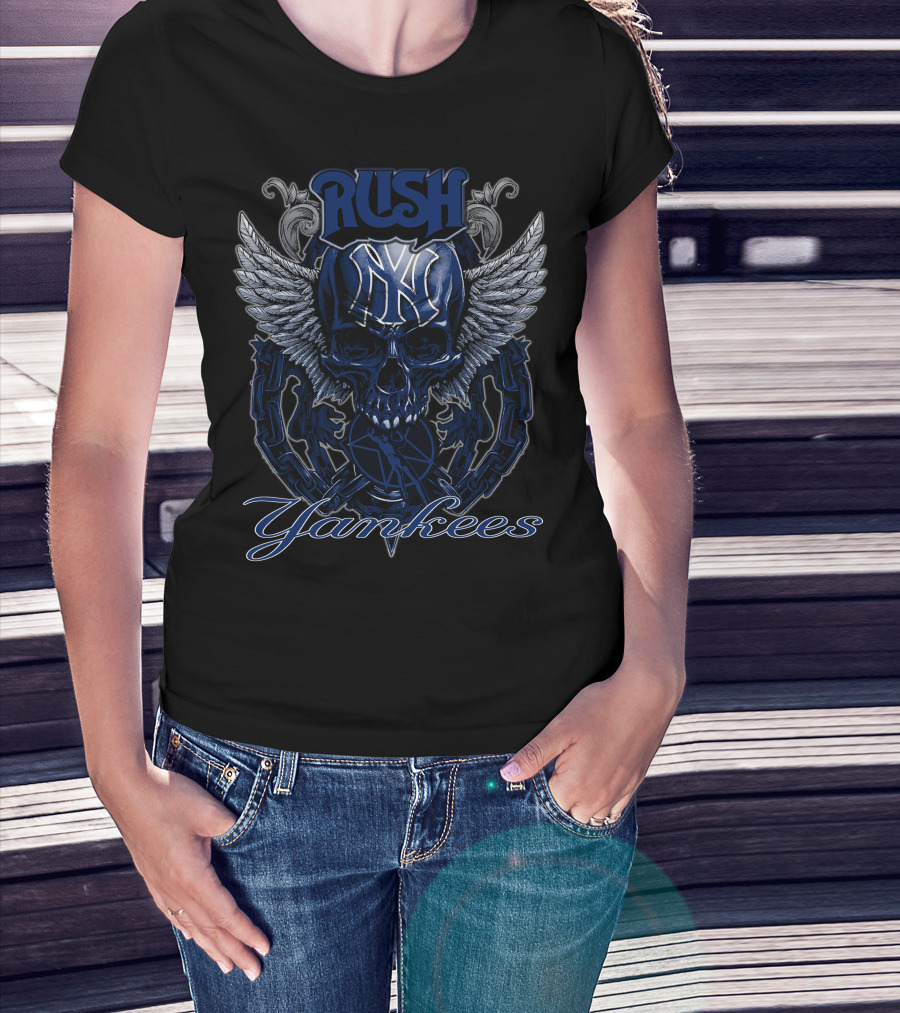 Rush Yankees Skull Wings New York T-Shirt