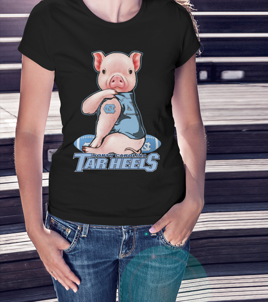North Carolina Tar Heels Pig With Football And Team T-Shirt