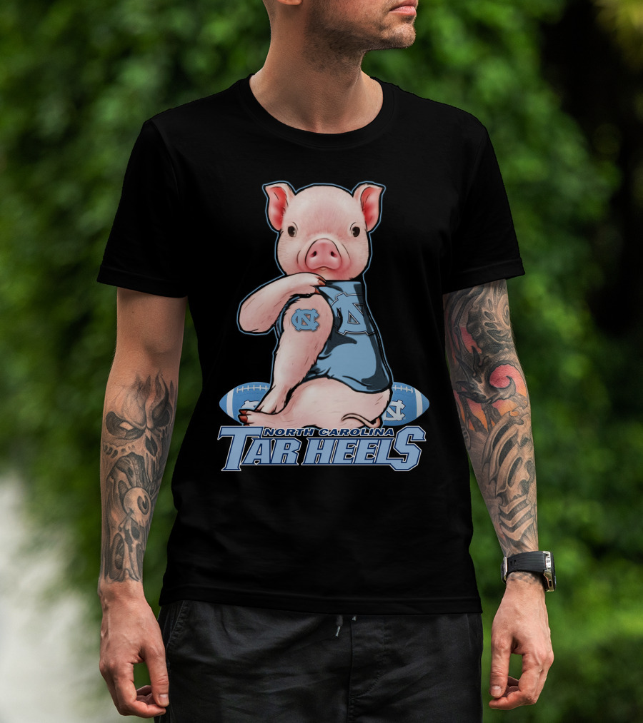 North Carolina Tar Heels Pig With Football And Team T-Shirt