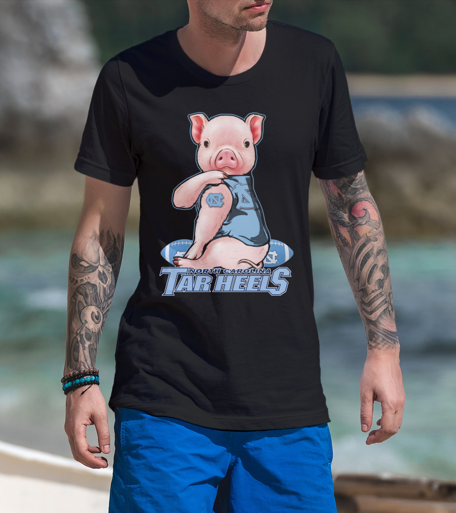 North Carolina Tar Heels Pig With Football And Team T-Shirt