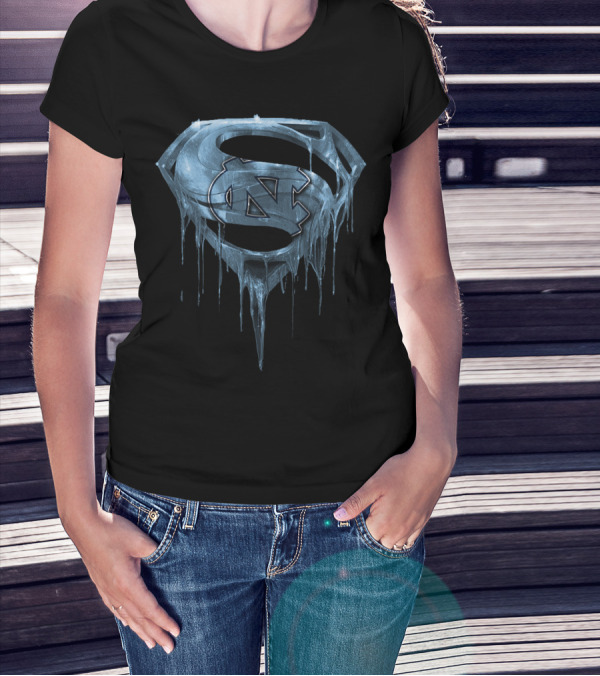 North Carolina Tar Heels Ice Blue Superman Logo Spm T-Shirt