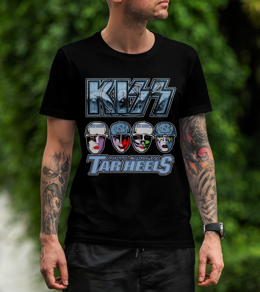 Kiss North Carolina Tar Heels Rock Band Faces Unc Tribute T-Shirt