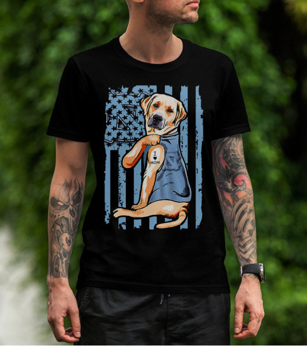 Labrador Retriever I Love Mom North Carolina Tar Heels T-Shirt