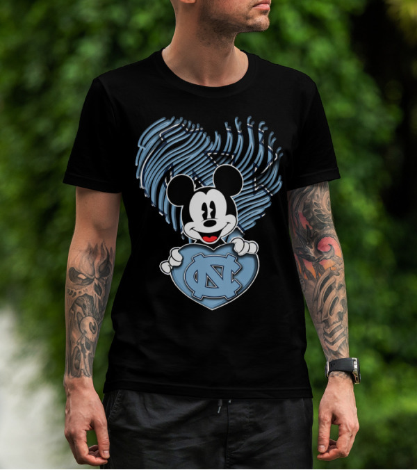 Mick Mouse North Carolina Tar Heels Heart T-Shirt
