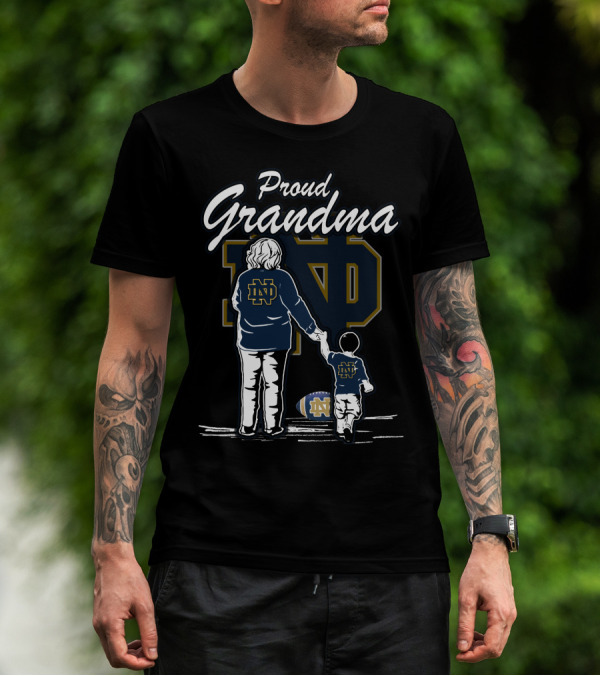 Proud Grandma Notre Dame Fighting Irish Family Football Heritage T-Shirt